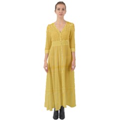 Saffron Yellow Color Stripes Button Up Boho Maxi Dress by SpinnyChairDesigns