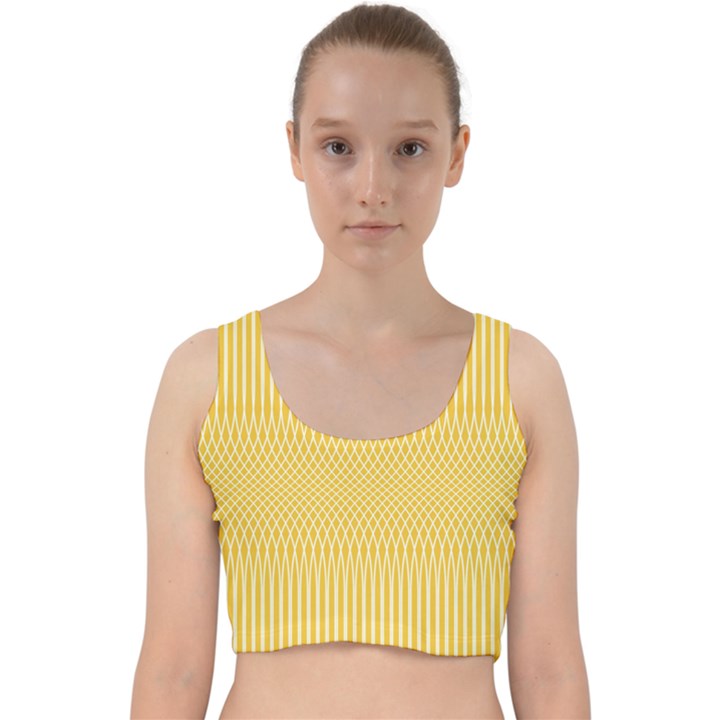 Saffron Yellow Color Stripes Velvet Racer Back Crop Top