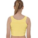 Saffron Yellow Color Stripes Velvet Racer Back Crop Top View2