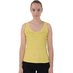 Saffron Yellow Color Stripes Velvet Tank Top by SpinnyChairDesigns