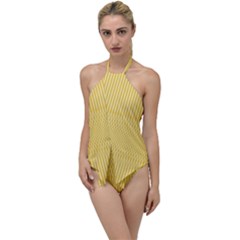 Saffron Yellow Color Stripes Go With The Flow One Piece Swimsuit by SpinnyChairDesigns