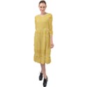 Saffron Yellow Color Stripes Ruffle End Midi Chiffon Dress View1