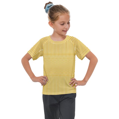 Saffron Yellow Color Stripes Kids  Mesh Piece Tee by SpinnyChairDesigns