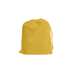 Saffron Yellow Color Polka Dots Drawstring Pouch (small) by SpinnyChairDesigns