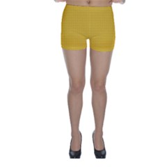 Saffron Yellow Color Polka Dots Skinny Shorts by SpinnyChairDesigns