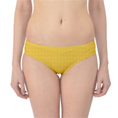 Saffron Yellow Color Polka Dots Hipster Bikini Bottoms by SpinnyChairDesigns