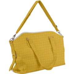 Saffron Yellow Color Polka Dots Canvas Crossbody Bag by SpinnyChairDesigns