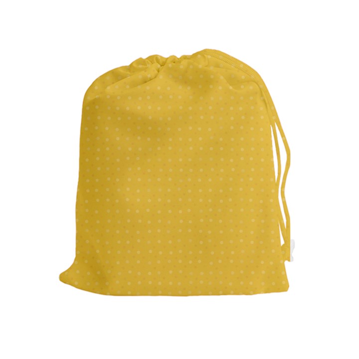 Saffron Yellow Color Polka Dots Drawstring Pouch (XL)