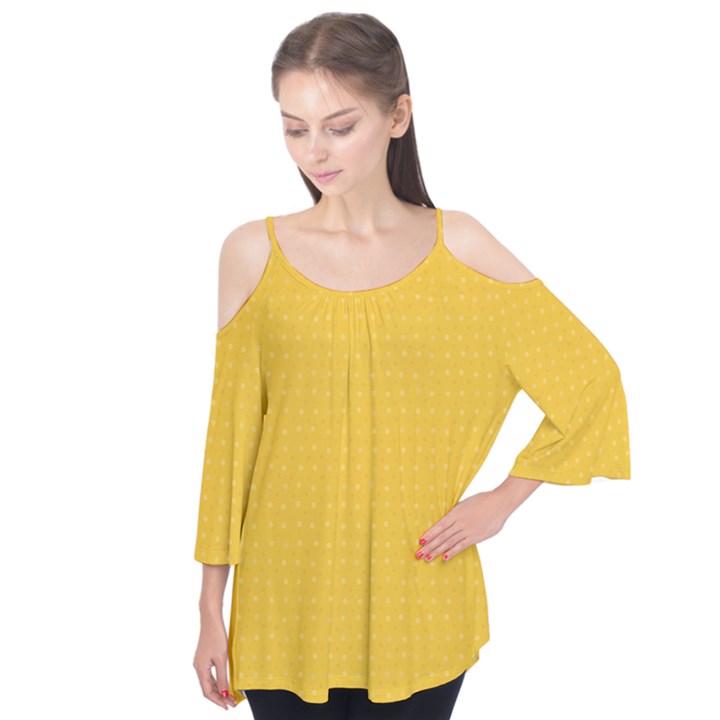 Saffron Yellow Color Polka Dots Flutter Tees