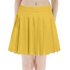 Saffron Yellow Color Polka Dots Pleated Mini Skirt by SpinnyChairDesigns