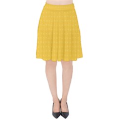 Saffron Yellow Color Polka Dots Velvet High Waist Skirt by SpinnyChairDesigns