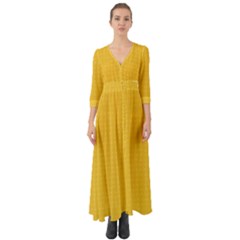 Saffron Yellow Color Polka Dots Button Up Boho Maxi Dress by SpinnyChairDesigns