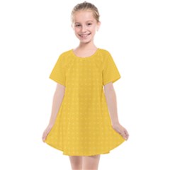 Saffron Yellow Color Polka Dots Kids  Smock Dress by SpinnyChairDesigns