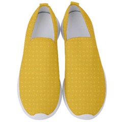 Saffron Yellow Color Polka Dots Men s Slip On Sneakers by SpinnyChairDesigns