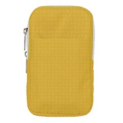 Saffron Yellow Color Polka Dots Waist Pouch (large) by SpinnyChairDesigns