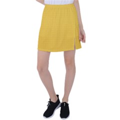 Saffron Yellow Color Polka Dots Tennis Skirt by SpinnyChairDesigns