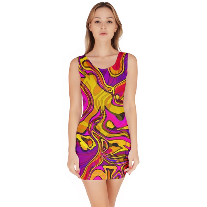 Colorful Boho Swirls Pattern Bodycon Dress