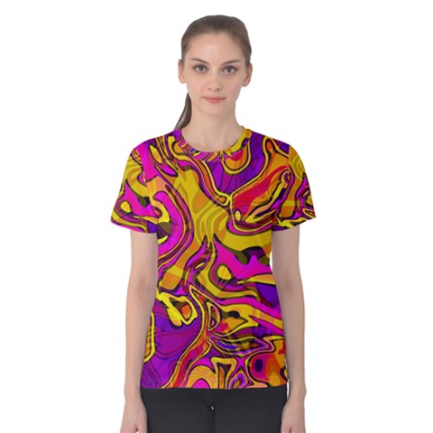 Colorful Boho Swirls Pattern Women s Cotton Tee by SpinnyChairDesigns