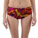 Colorful Boho Swirls Pattern Reversible Mid-Waist Bikini Bottoms View1