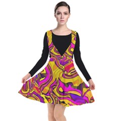 Colorful Boho Swirls Pattern Plunge Pinafore Dress by SpinnyChairDesigns