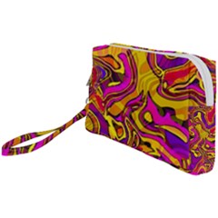 Colorful Boho Swirls Pattern Wristlet Pouch Bag (small) by SpinnyChairDesigns