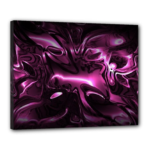 Black Magenta Abstract Art Canvas 20  X 16  (stretched) by SpinnyChairDesigns