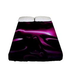 Black Magenta Abstract Art Fitted Sheet (full/ Double Size) by SpinnyChairDesigns