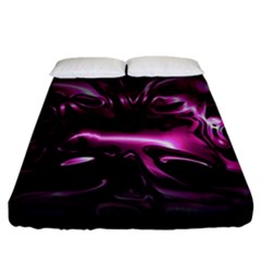 Black Magenta Abstract Art Fitted Sheet (california King Size) by SpinnyChairDesigns