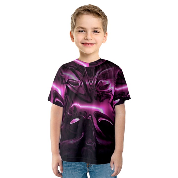 Black Magenta Abstract Art Kids  Sport Mesh Tee