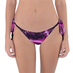 Black Magenta Abstract Art Reversible Bikini Bottom by SpinnyChairDesigns