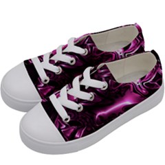 Black Magenta Abstract Art Kids  Low Top Canvas Sneakers by SpinnyChairDesigns