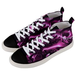 Black Magenta Abstract Art Men s Mid-top Canvas Sneakers by SpinnyChairDesigns