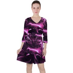 Black Magenta Abstract Art Ruffle Dress by SpinnyChairDesigns