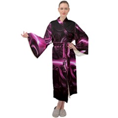 Black Magenta Abstract Art Maxi Velour Kimono by SpinnyChairDesigns