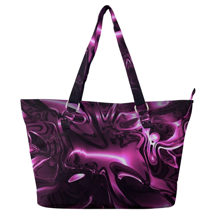 Black Magenta Abstract Art Full Print Shoulder Bag