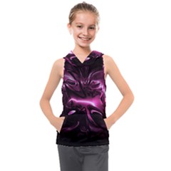 Black Magenta Abstract Art Kids  Sleeveless Hoodie by SpinnyChairDesigns