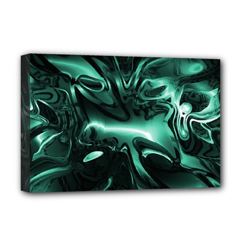 Biscay Green Black Abstract Art Deluxe Canvas 18  X 12  (stretched) by SpinnyChairDesigns