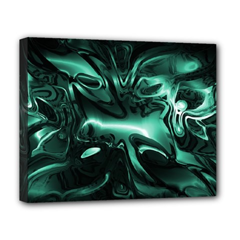 Biscay Green Black Abstract Art Deluxe Canvas 20  X 16  (stretched) by SpinnyChairDesigns