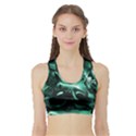 Biscay Green Black Abstract Art Sports Bra with Border View1