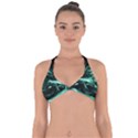 Biscay Green Black Abstract Art Halter Neck Bikini Top View1