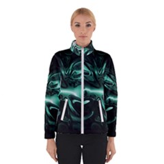 Biscay Green Black Abstract Art Winter Jacket