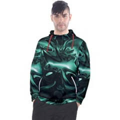 Biscay Green Black Abstract Art Men s Pullover Hoodie by SpinnyChairDesigns