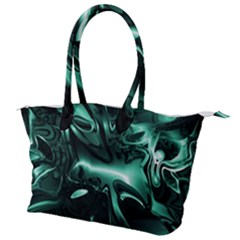 Biscay Green Black Abstract Art Canvas Shoulder Bag by SpinnyChairDesigns