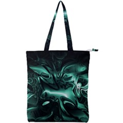 Biscay Green Black Abstract Art Double Zip Up Tote Bag by SpinnyChairDesigns