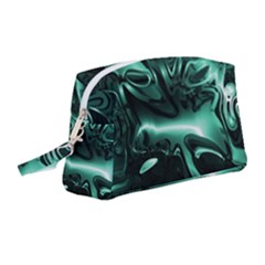 Biscay Green Black Abstract Art Wristlet Pouch Bag (medium) by SpinnyChairDesigns