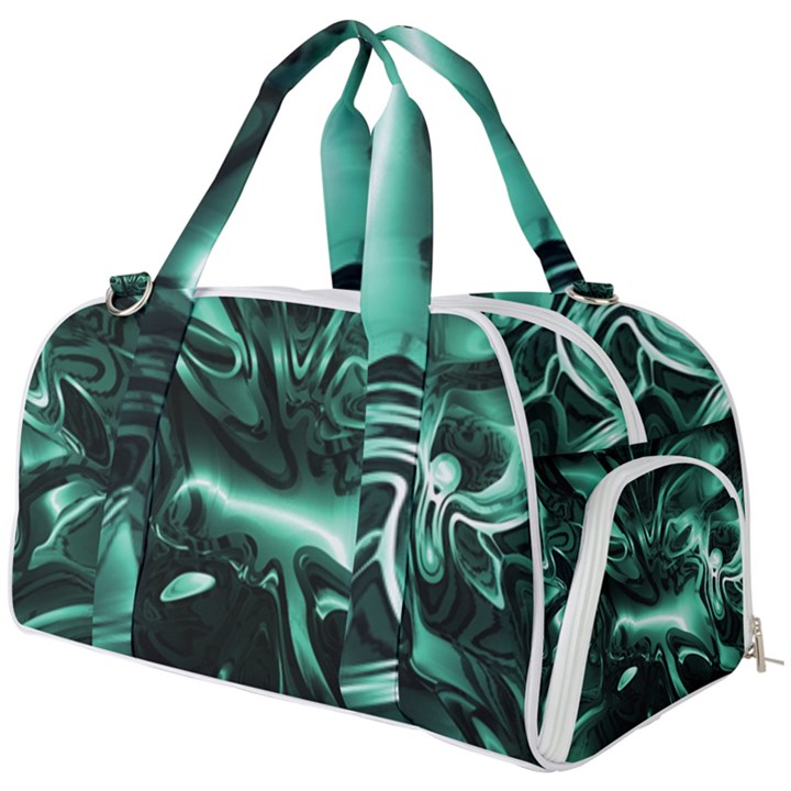 Biscay Green Black Abstract Art Burner Gym Duffel Bag