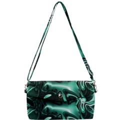 Biscay Green Black Abstract Art Removable Strap Clutch Bag by SpinnyChairDesigns