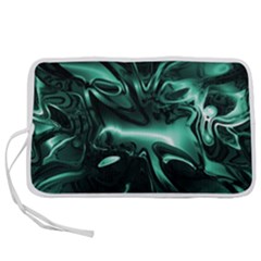 Biscay Green Black Abstract Art Pen Storage Case (l)