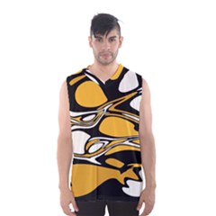 Black Yellow White Abstract Art Men s Basketball Tank Top by SpinnyChairDesigns