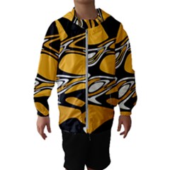 Black Yellow White Abstract Art Kids  Hooded Windbreaker